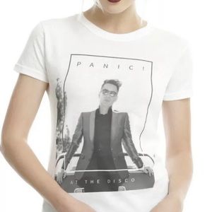 panic!at the disco brendon urie white t shirt hot topic size large
